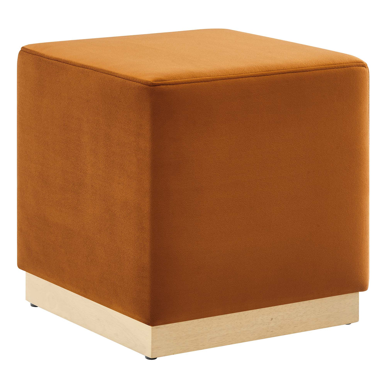 Ardena Square Velvet Ottoman, Small, Terracotta & Cream