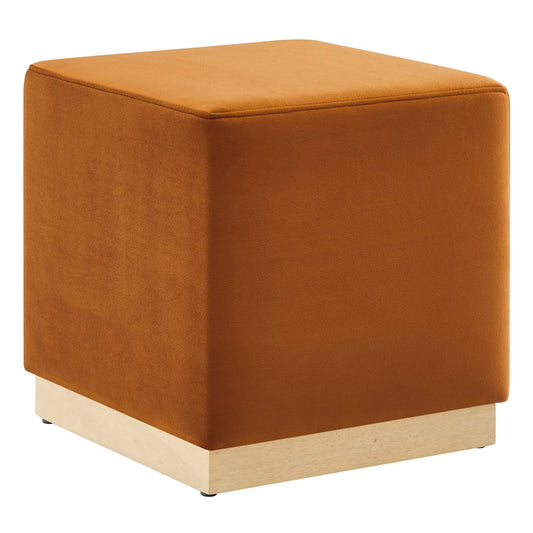 Ardena Square Velvet Ottoman, Small, Terracotta & Cream