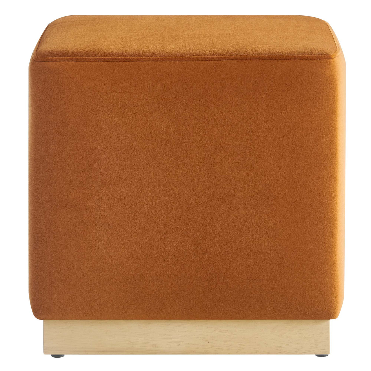 Ardena Square Velvet Ottoman, Small, Terracotta & Cream