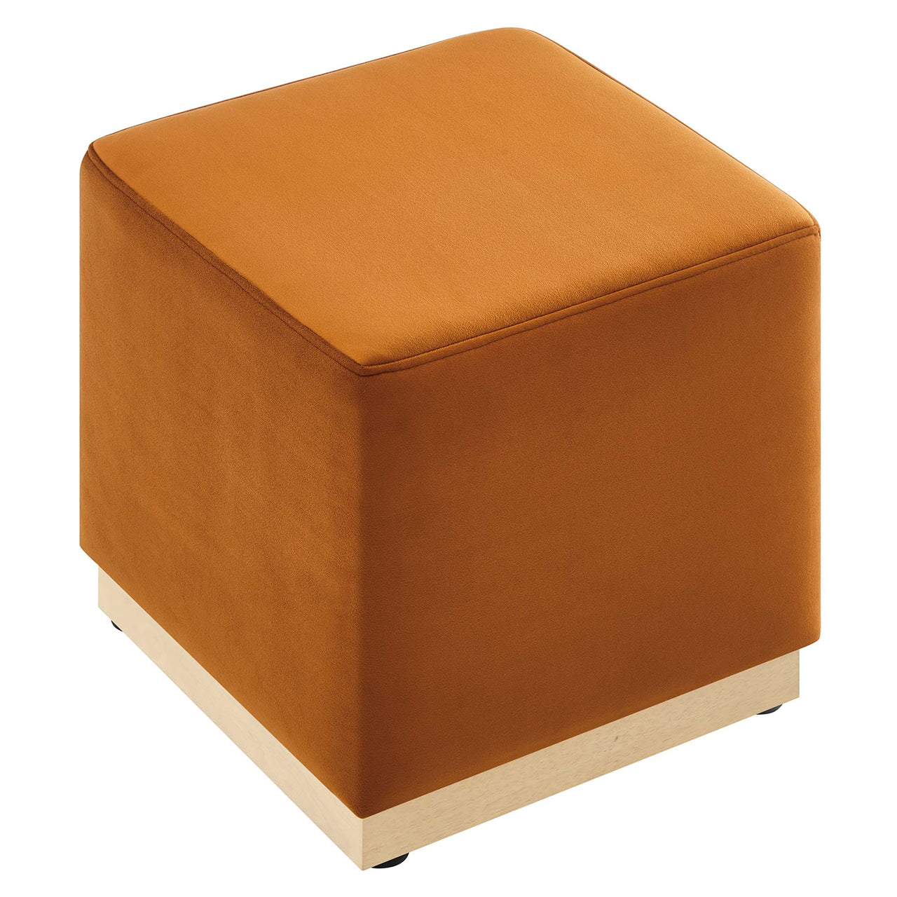 Ardena Square Velvet Ottoman, Small, Terracotta & Cream