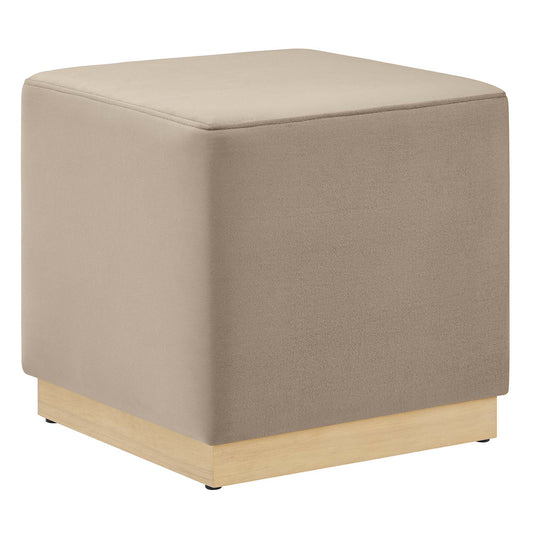 Ardena Square Velvet Ottoman, Small, Taupe & Cream