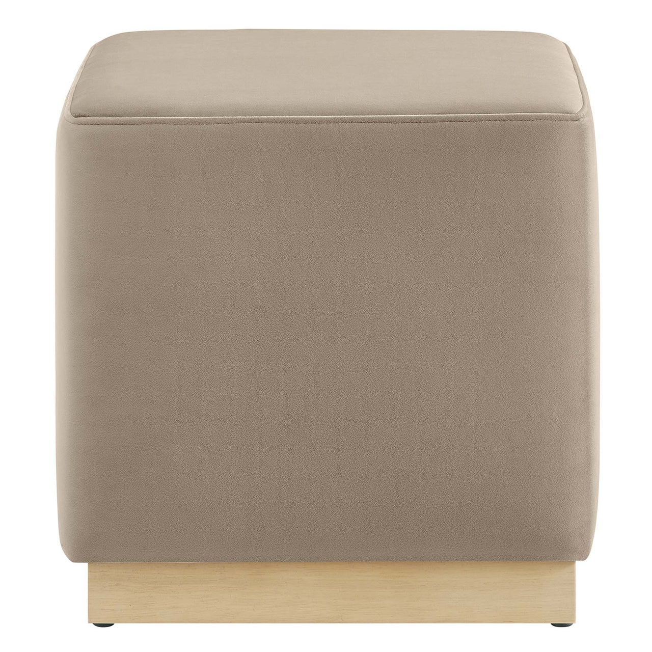 Ardena Square Velvet Ottoman, Small, Taupe & Cream