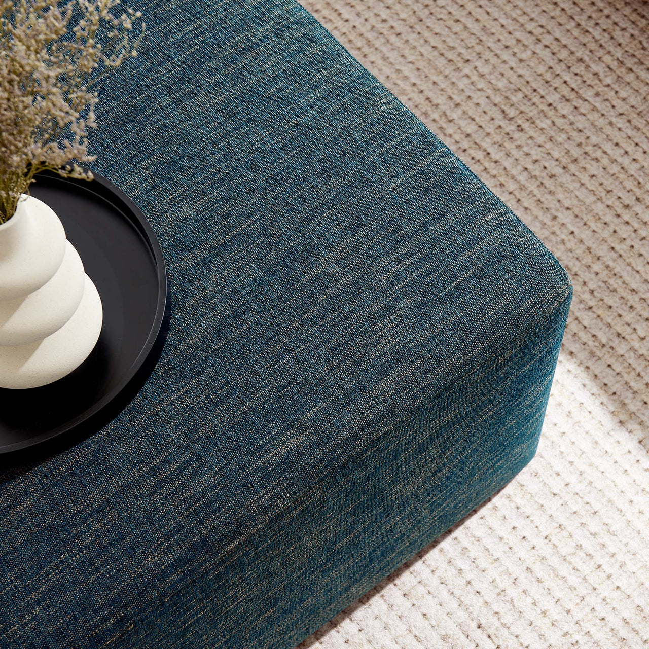 Calyx Square Pouf, Large, Azure