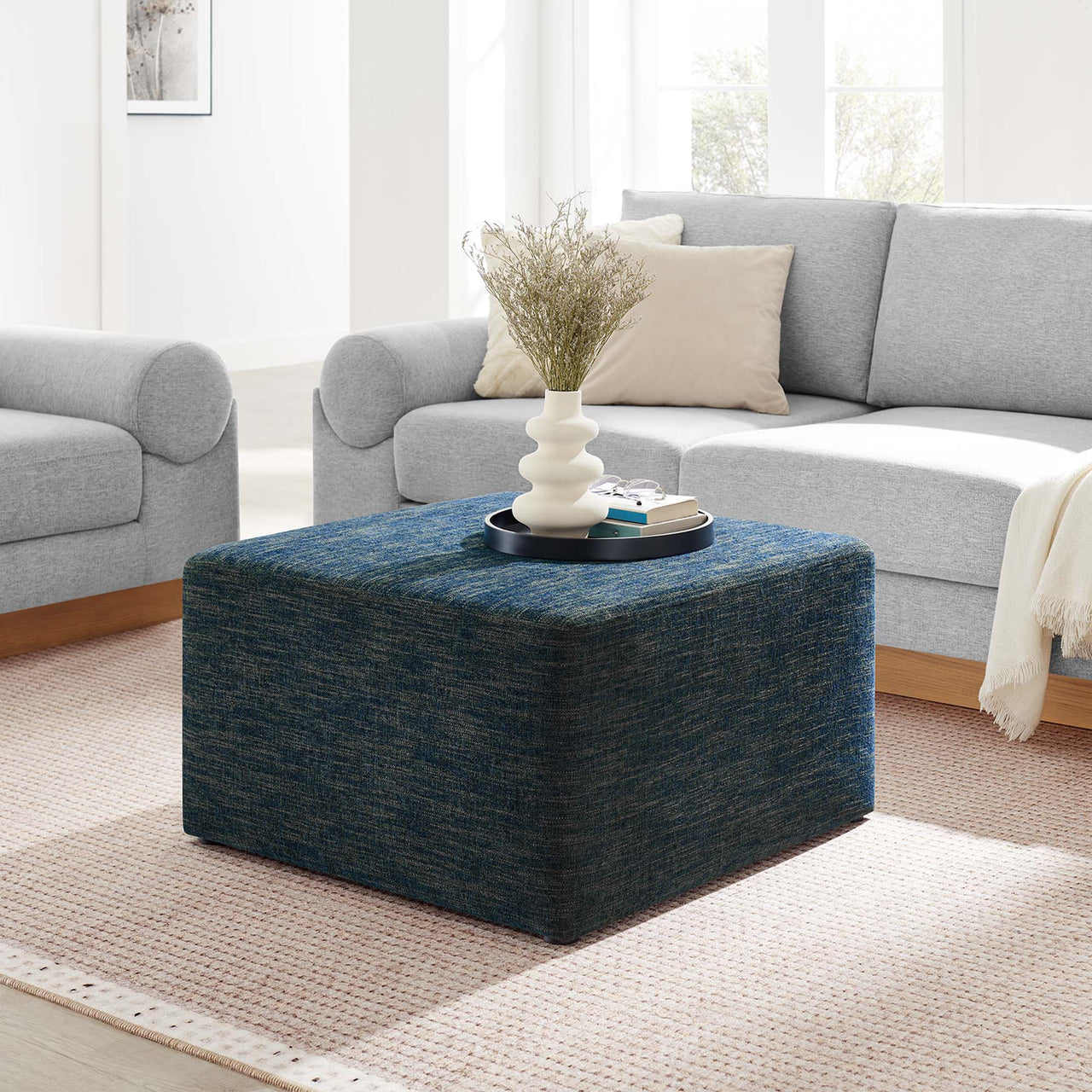 Calyx Square Pouf, Large, Azure
