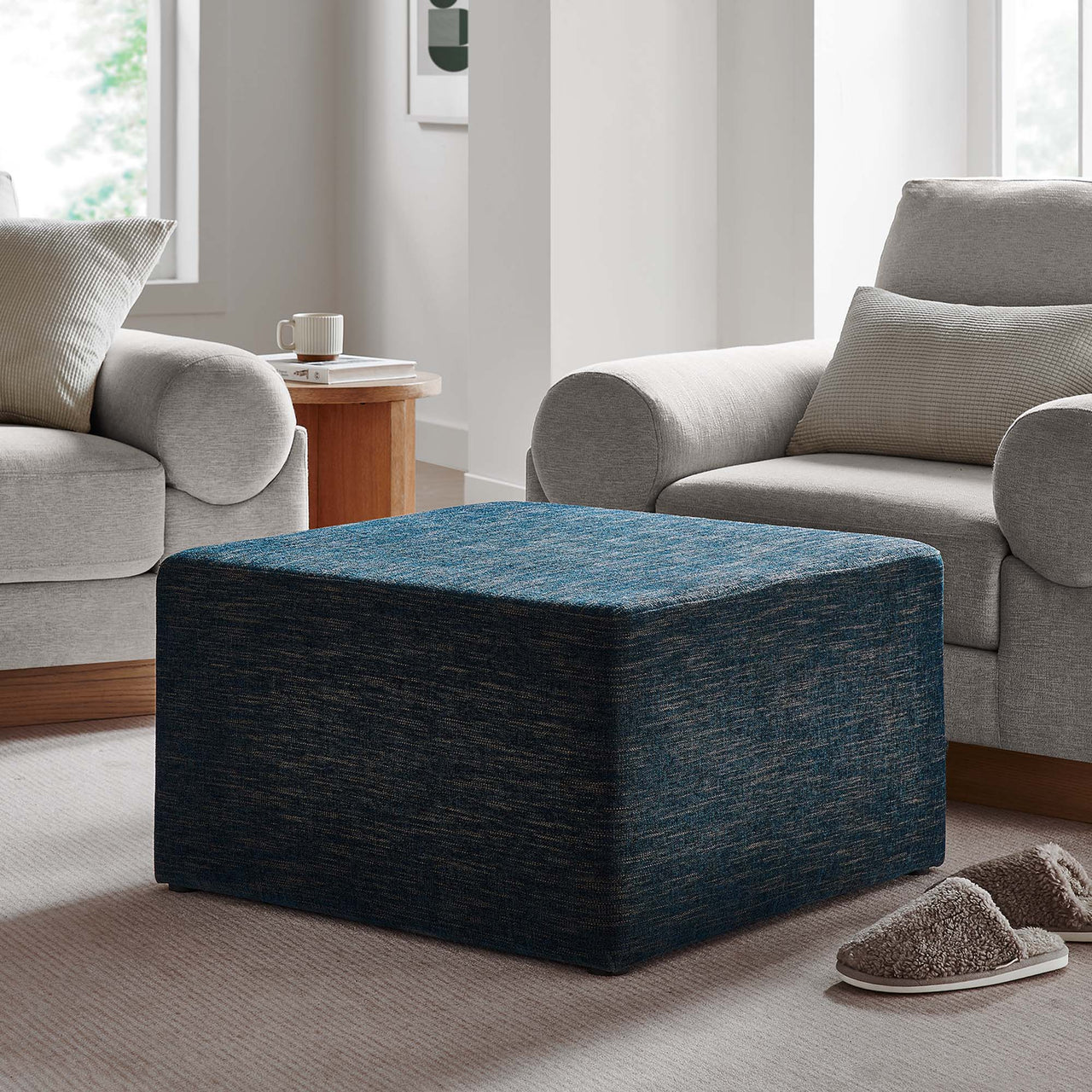 Calyx Square Pouf, Large, Azure