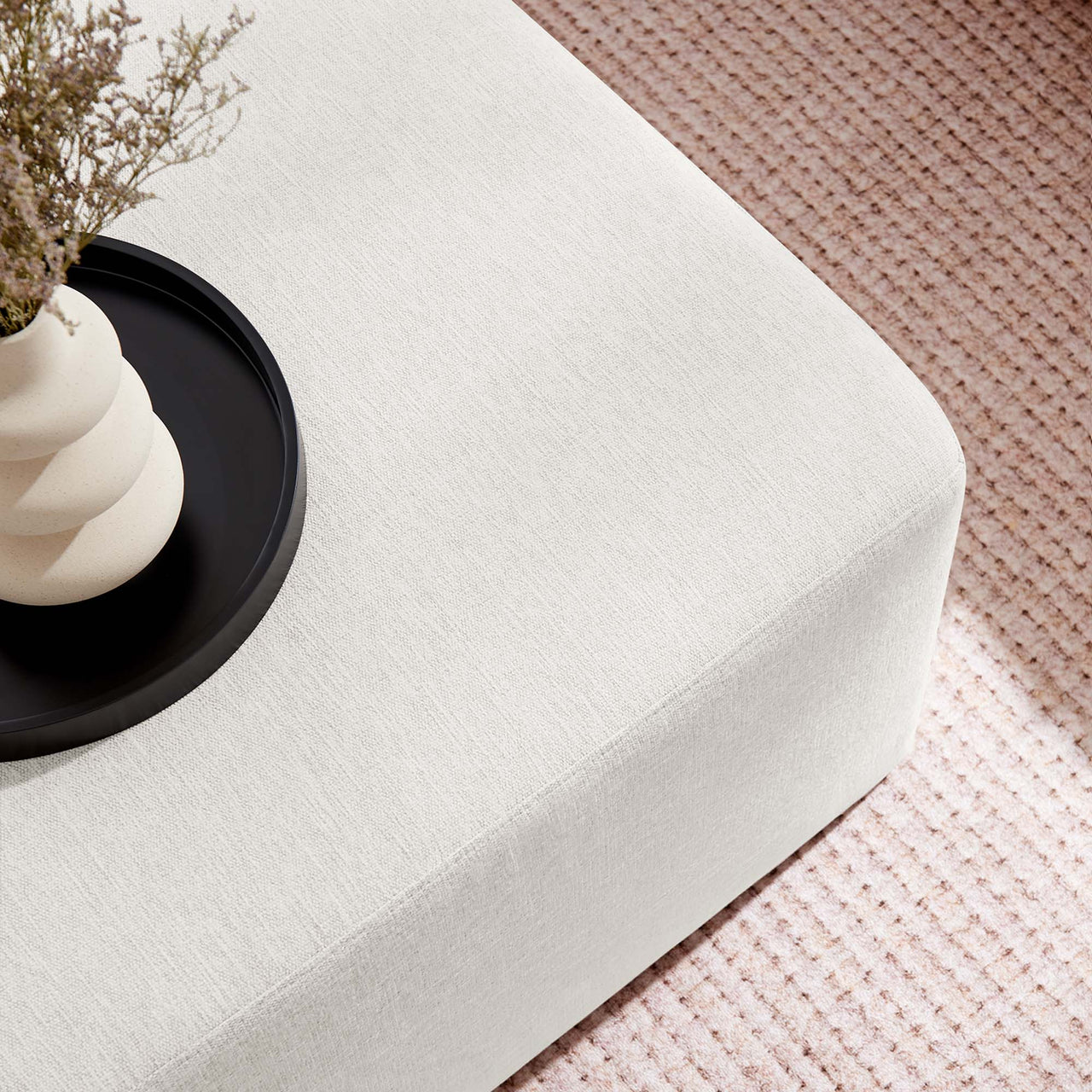 Calyx Square Pouf, Large, Ivory