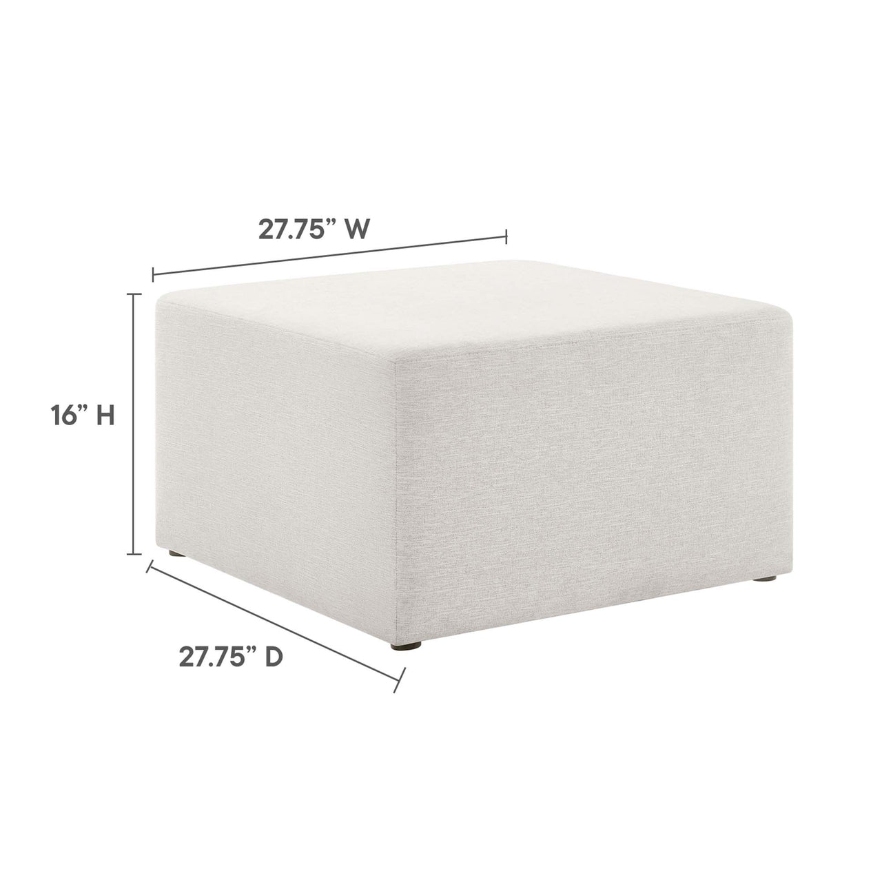 Calyx Square Pouf, Large, Ivory