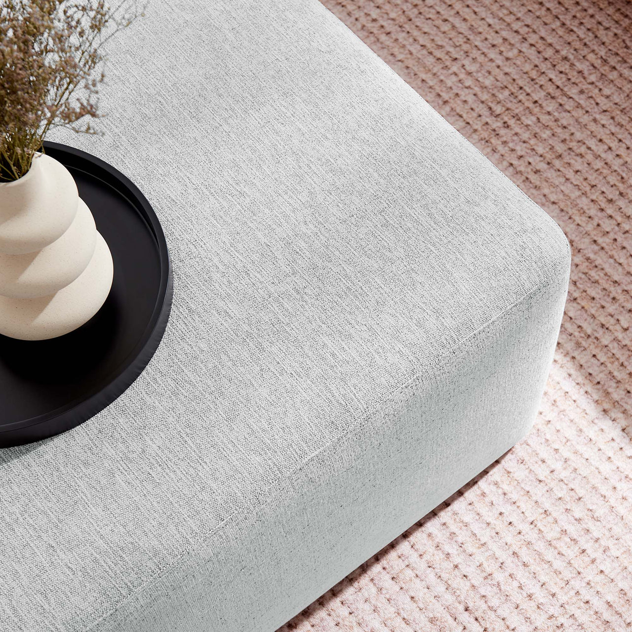 Calyx Square Pouf, Large, Light Gray