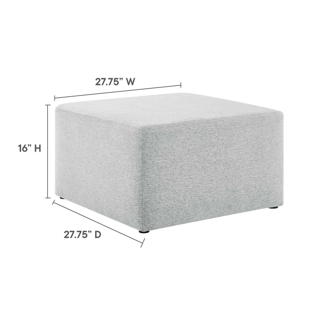 Calyx Square Pouf, Large, Light Gray