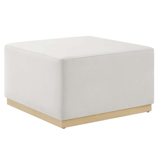 Ardena Square Velvet Ottoman, Large, Chalk & Cream