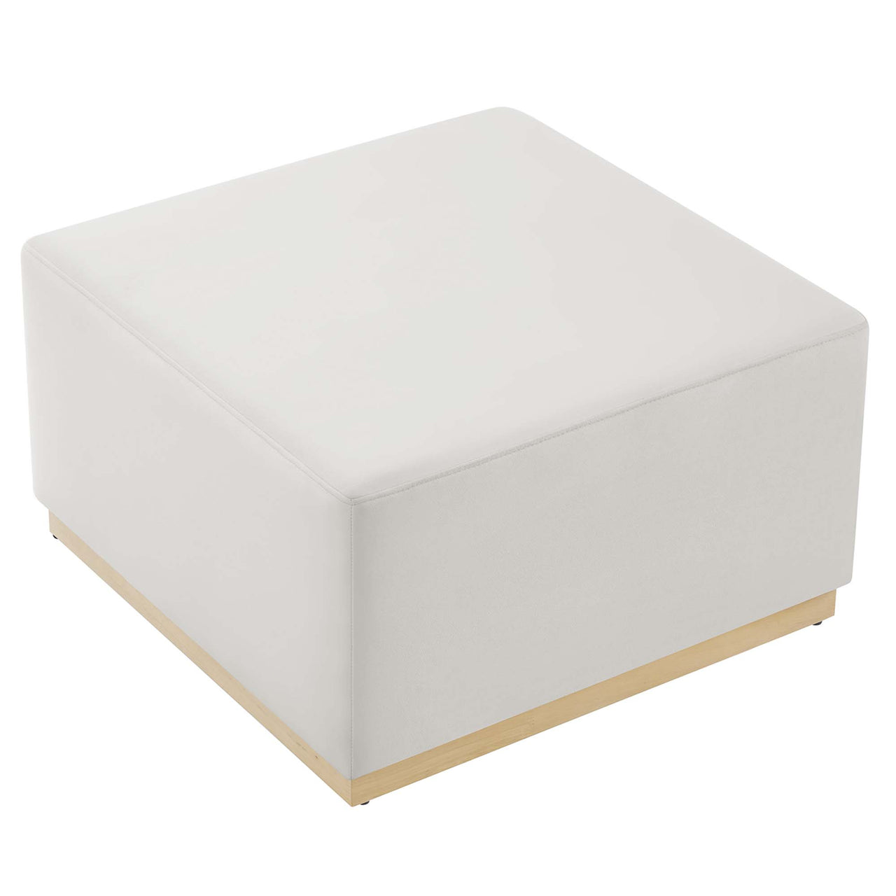 Ardena Square Velvet Ottoman, Large, Chalk & Cream