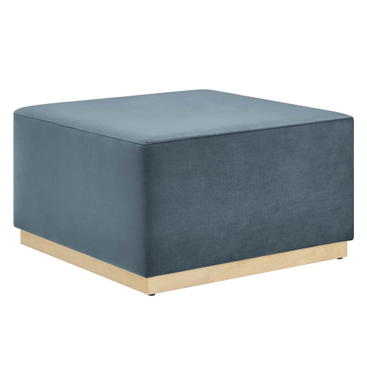 Ardena Square Velvet Ottoman, Large, Slate & Cream
