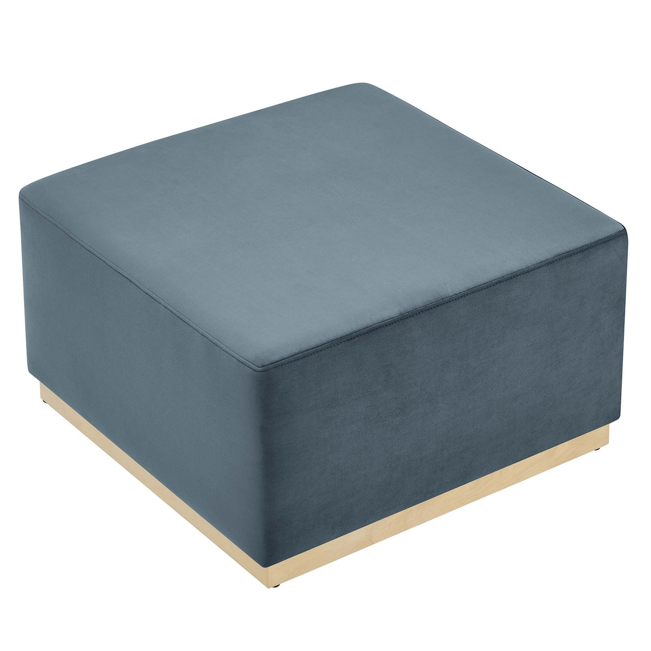Ardena Square Velvet Ottoman, Large, Slate & Cream