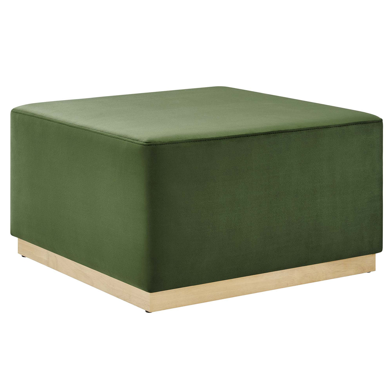 Ardena Square Velvet Ottoman, Large, Basil & Cream