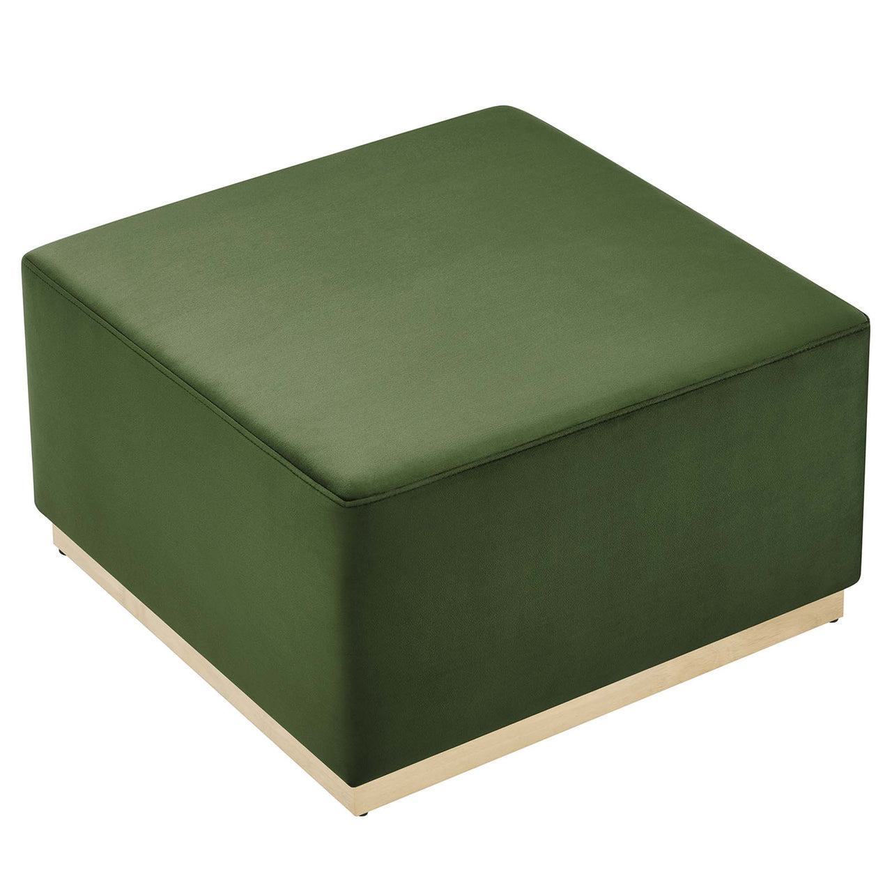 Ardena Square Velvet Ottoman, Large, Basil & Cream