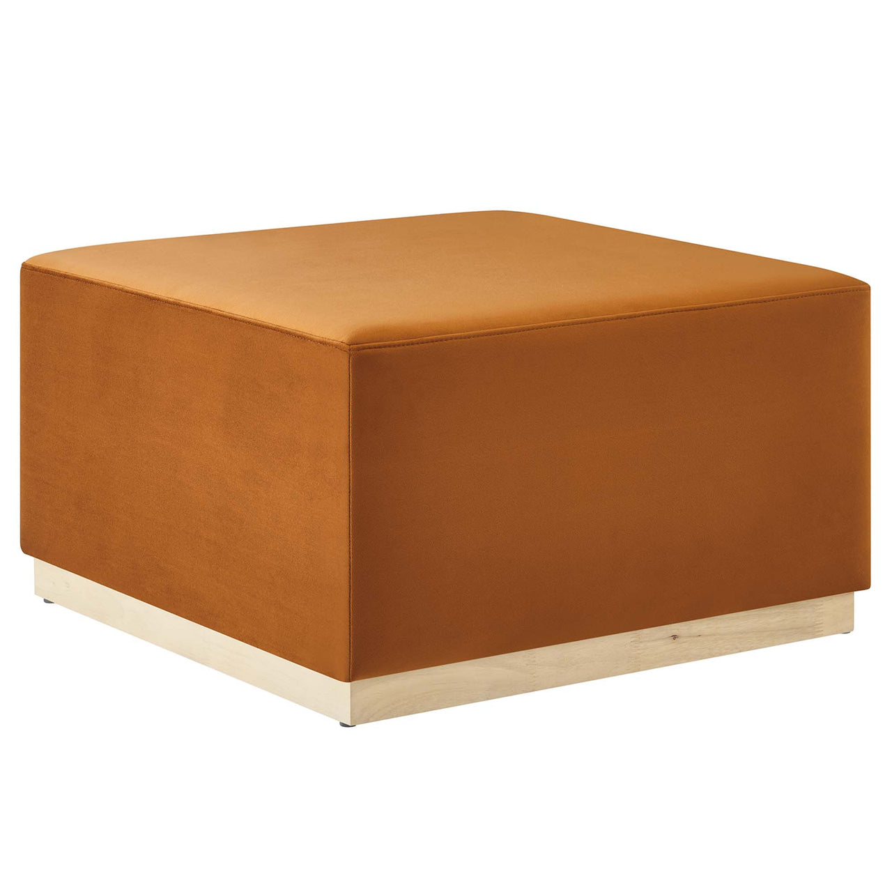 Ardena Square Velvet Ottoman, Large, Terracotta & Cream