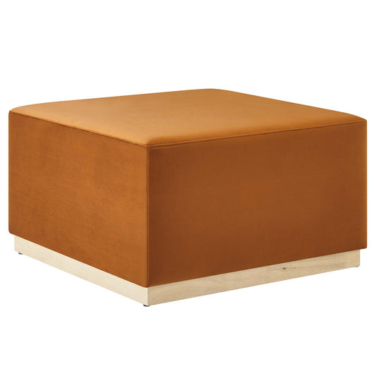 Ardena Square Velvet Ottoman, Large, Terracotta & Cream