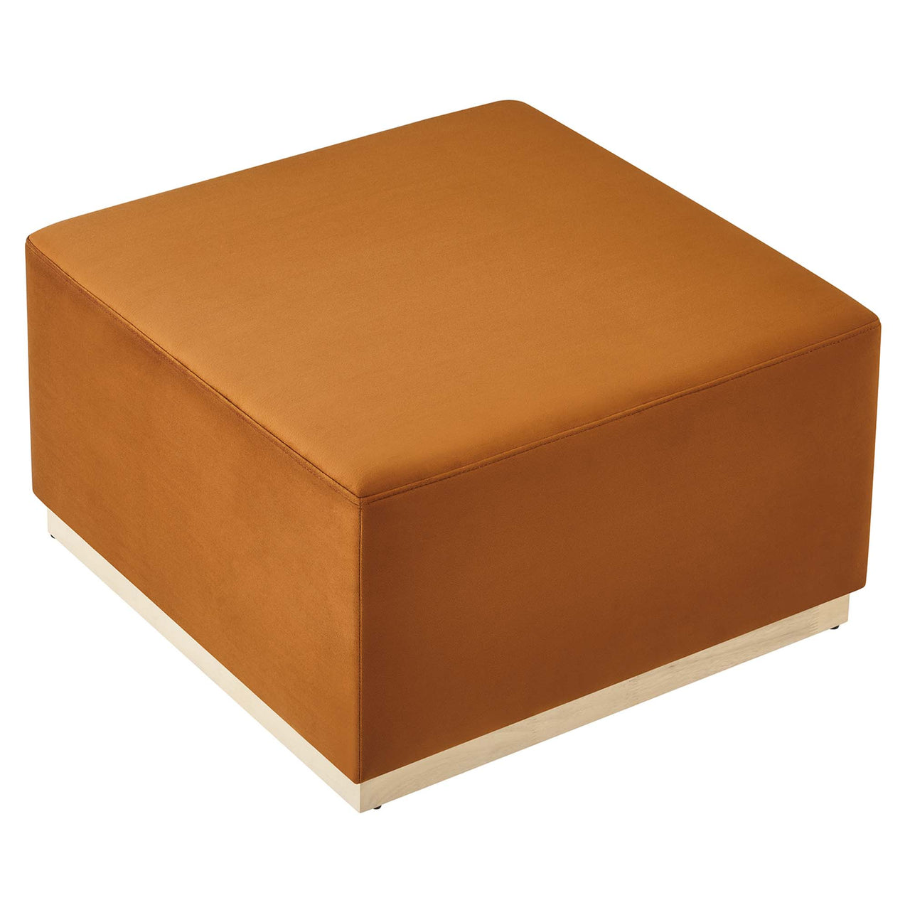 Ardena Square Velvet Ottoman, Large, Terracotta & Cream