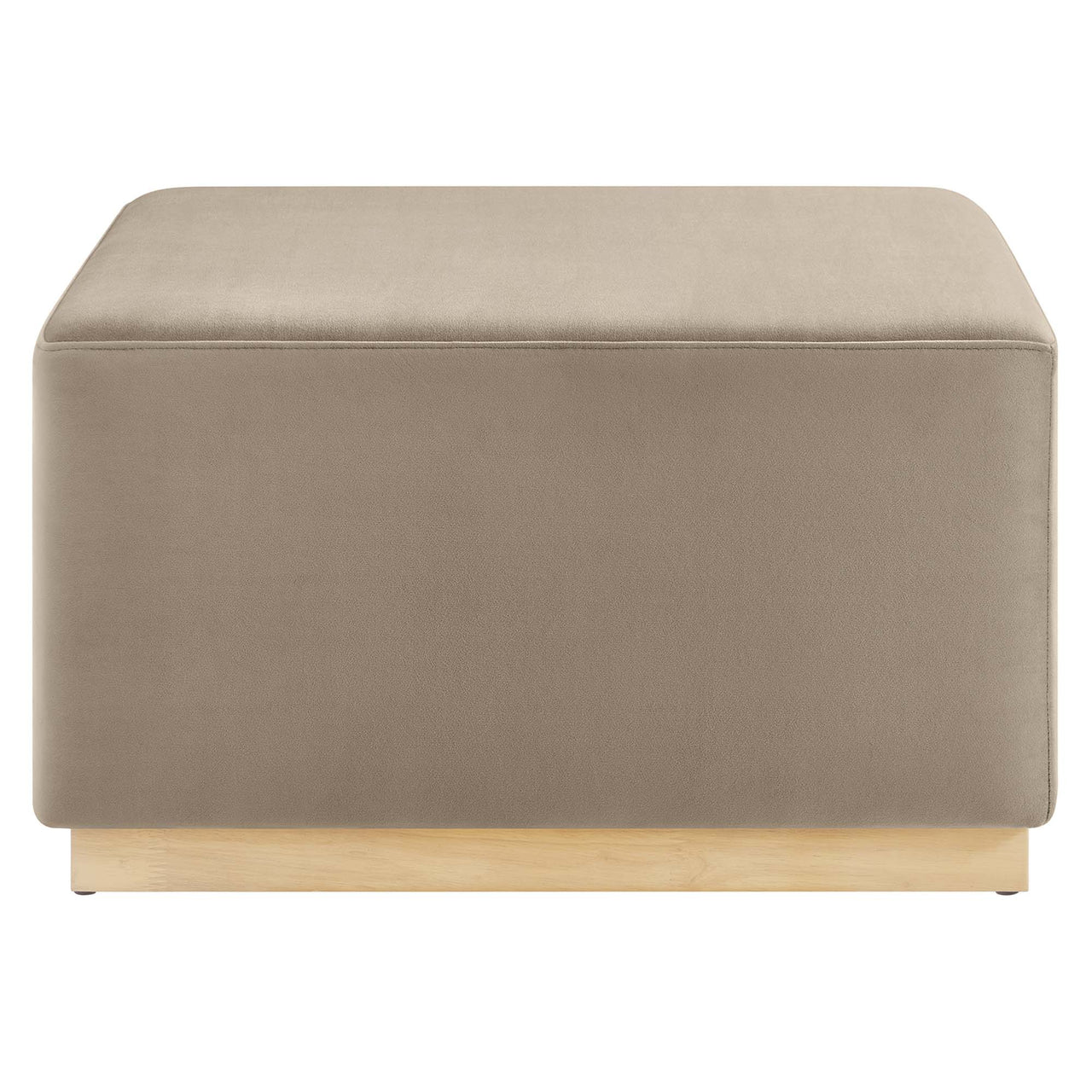 Ardena Square Velvet Ottoman, Large, Taupe & Cream