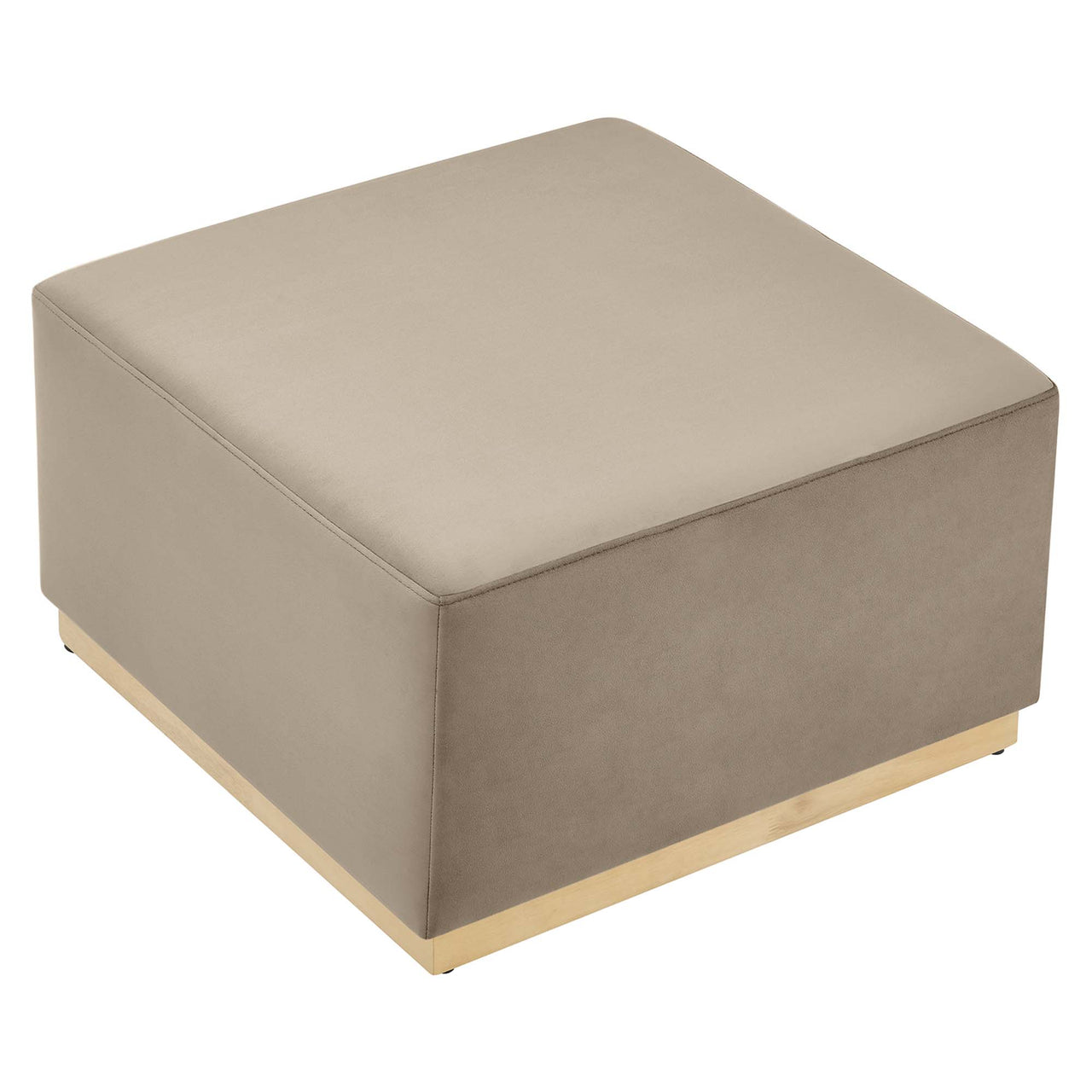 Ardena Square Velvet Ottoman, Large, Taupe & Cream