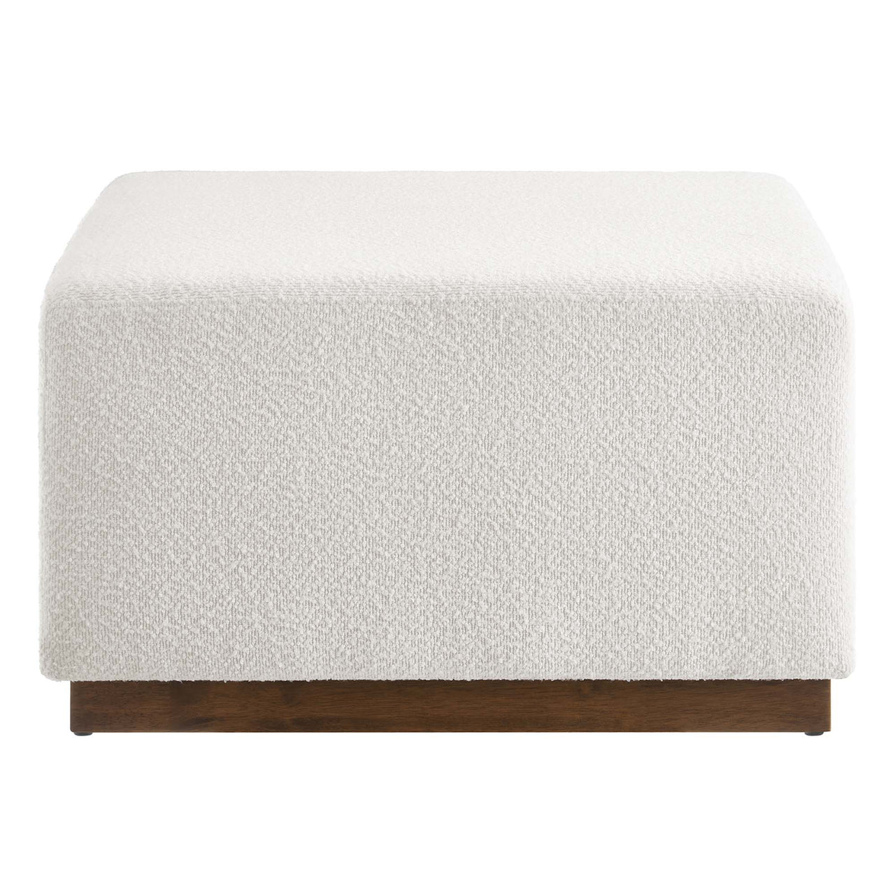 Ardena Square Boucle Ottoman, Large, Ivory & Walnut