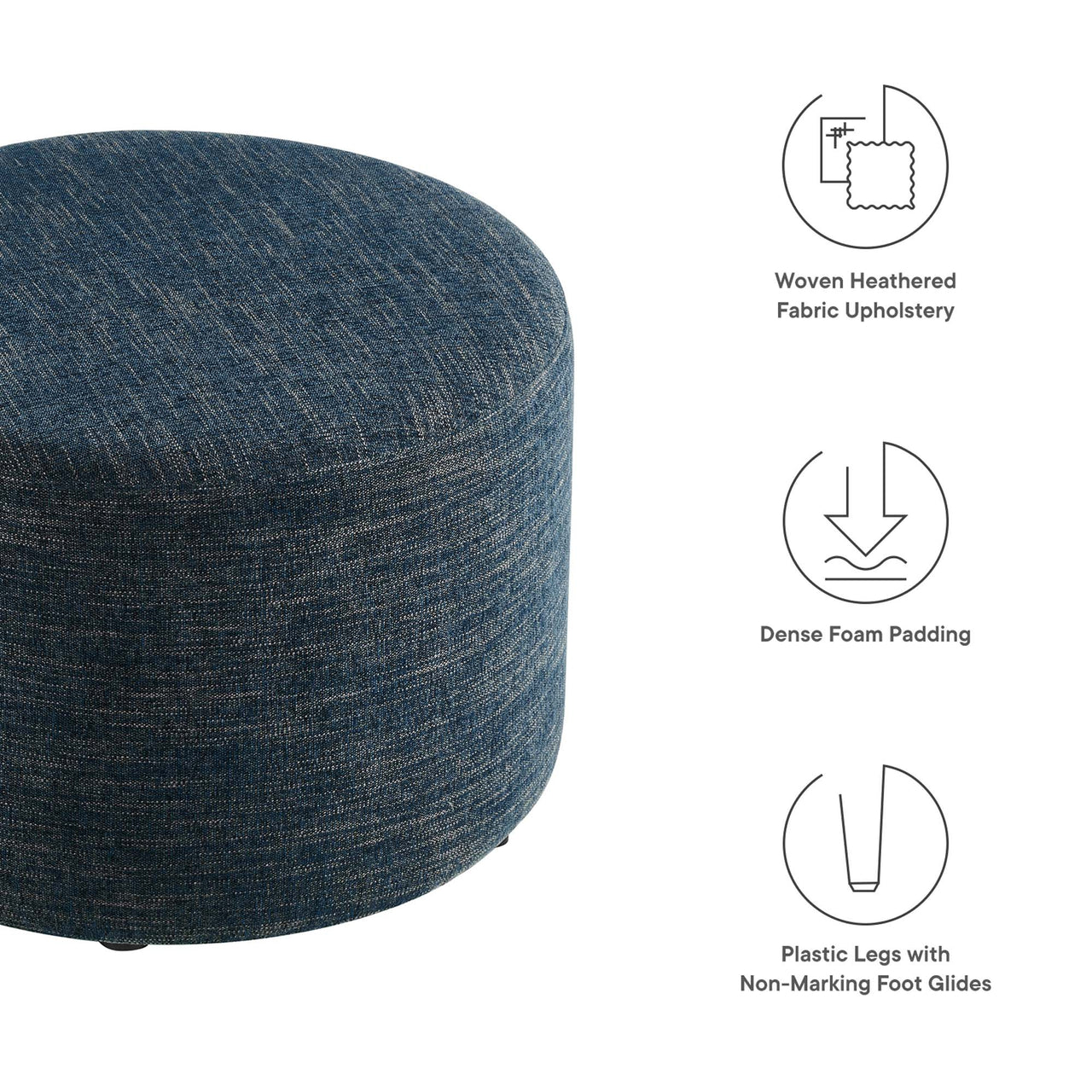 Calyx Round Pouf, Small, Azure