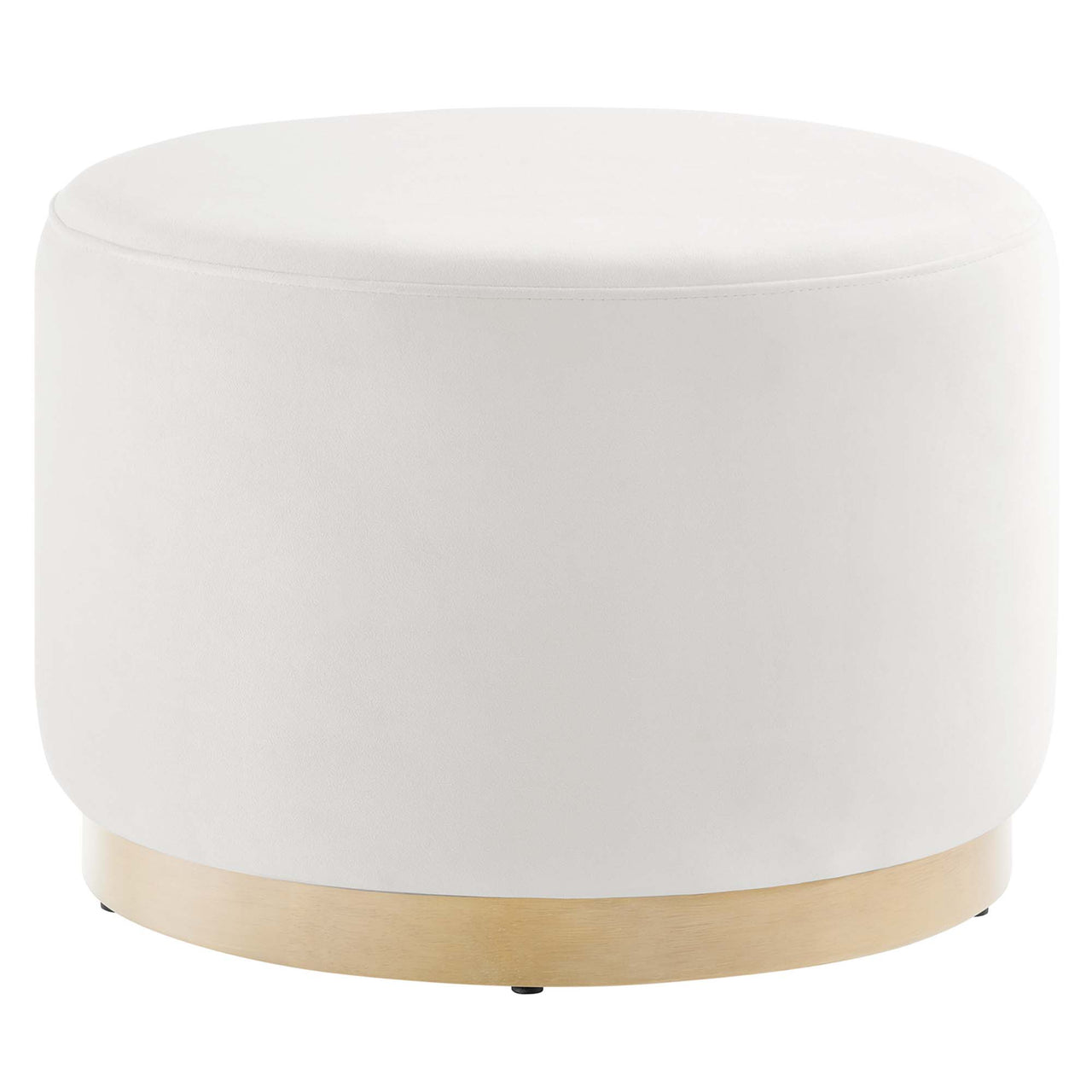 Ardena Round Velvet Ottoman, Small, Chalk & Cream