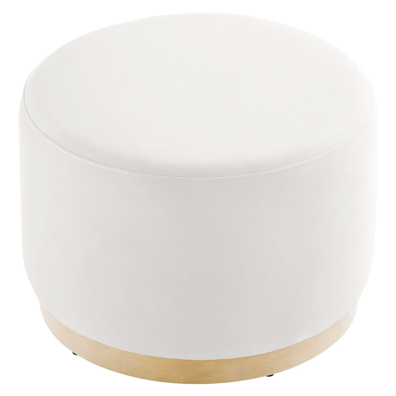 Ardena Round Velvet Ottoman, Small, Chalk & Cream