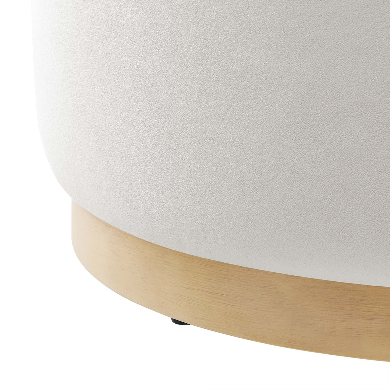 Ardena Round Velvet Ottoman, Small, Chalk & Cream
