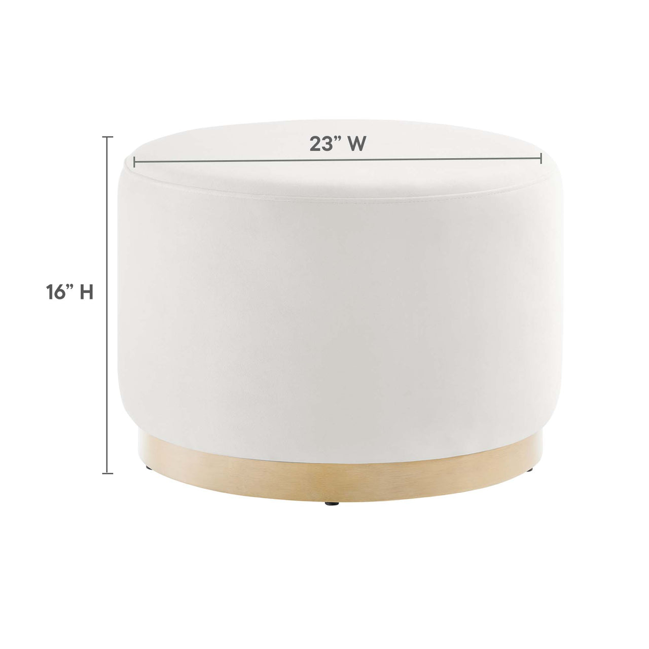 Ardena Round Velvet Ottoman, Small, Chalk & Cream