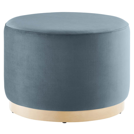Ardena Round Velvet Ottoman, Small, Slate & Cream
