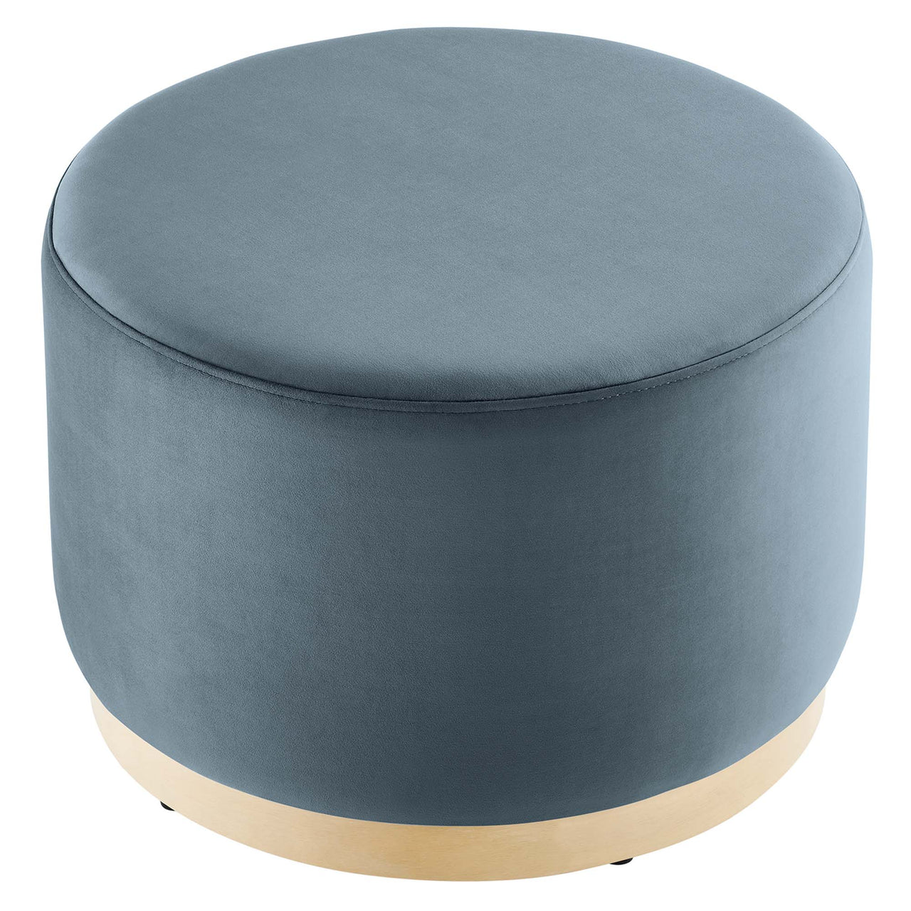Ardena Round Velvet Ottoman, Small, Slate & Cream