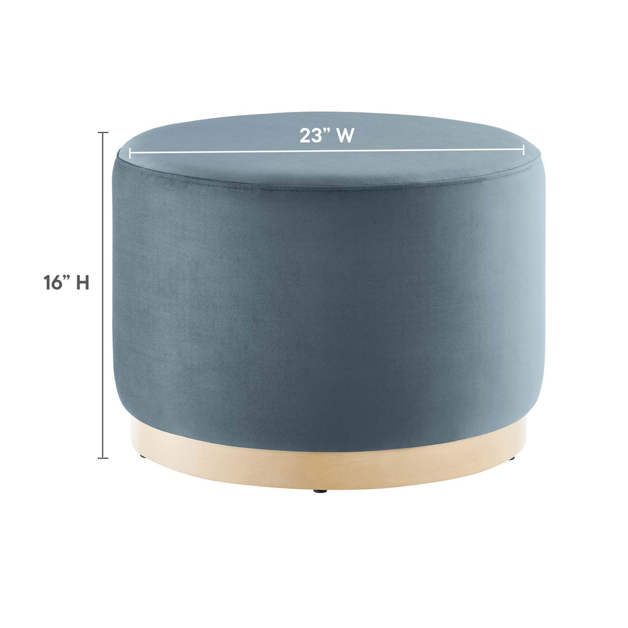 Ardena Round Velvet Ottoman, Small, Slate & Cream