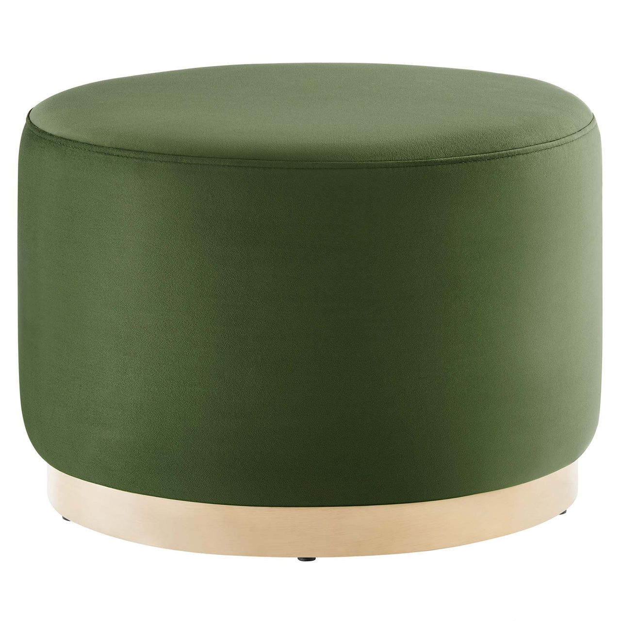 Ardena Round Velvet Ottoman, Small, Basil & Cream