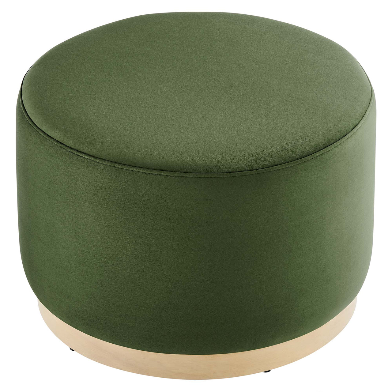 Ardena Round Velvet Ottoman, Small, Basil & Cream