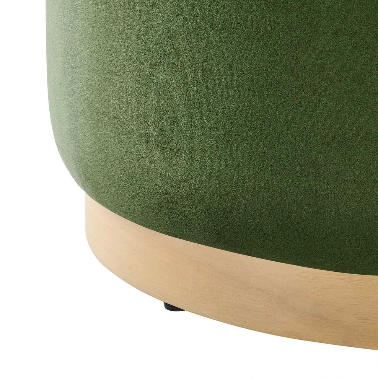 Ardena Round Velvet Ottoman, Small, Basil & Cream