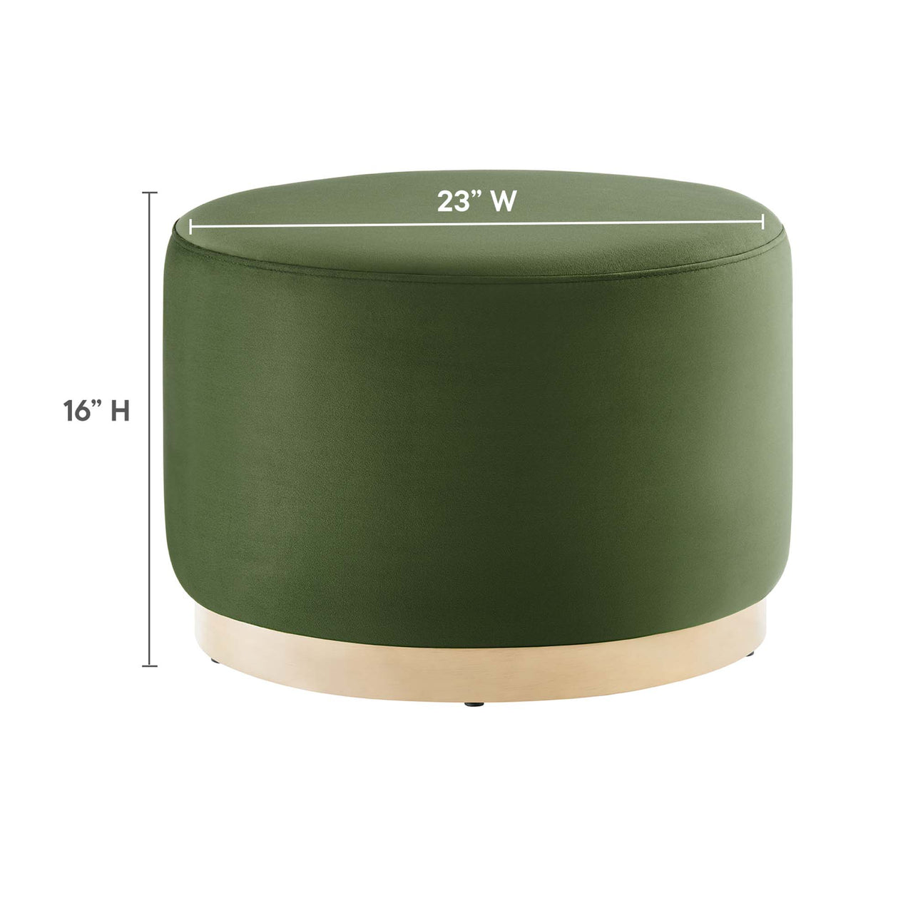 Ardena Round Velvet Ottoman, Small, Basil & Cream