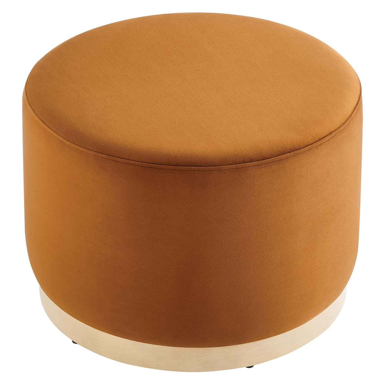 Ardena Round Velvet Ottoman, Small, Terracotta & Cream