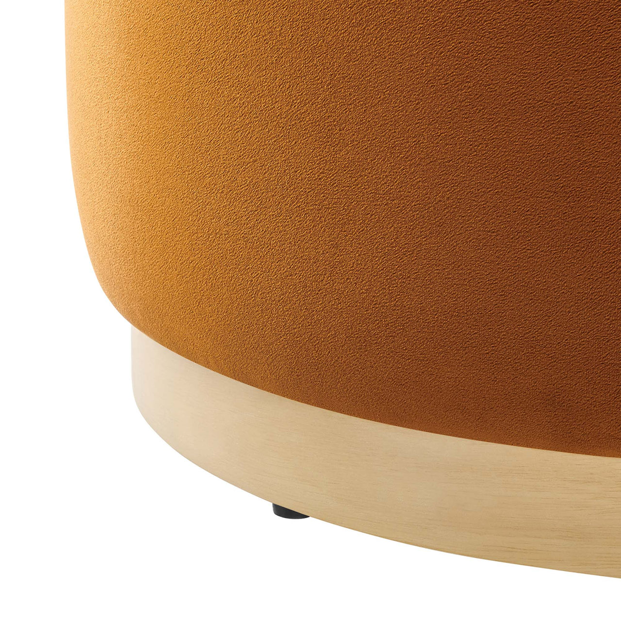 Ardena Round Velvet Ottoman, Small, Terracotta & Cream