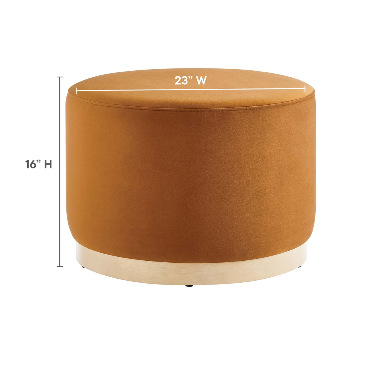 Ardena Round Velvet Ottoman, Small, Terracotta & Cream