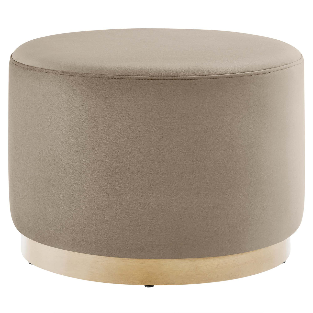 Ardena Round Velvet Ottoman, Small, Taupe & Cream