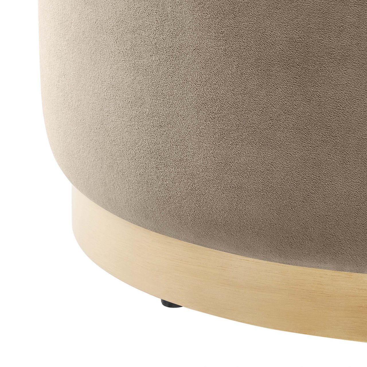 Ardena Round Velvet Ottoman, Small, Taupe & Cream
