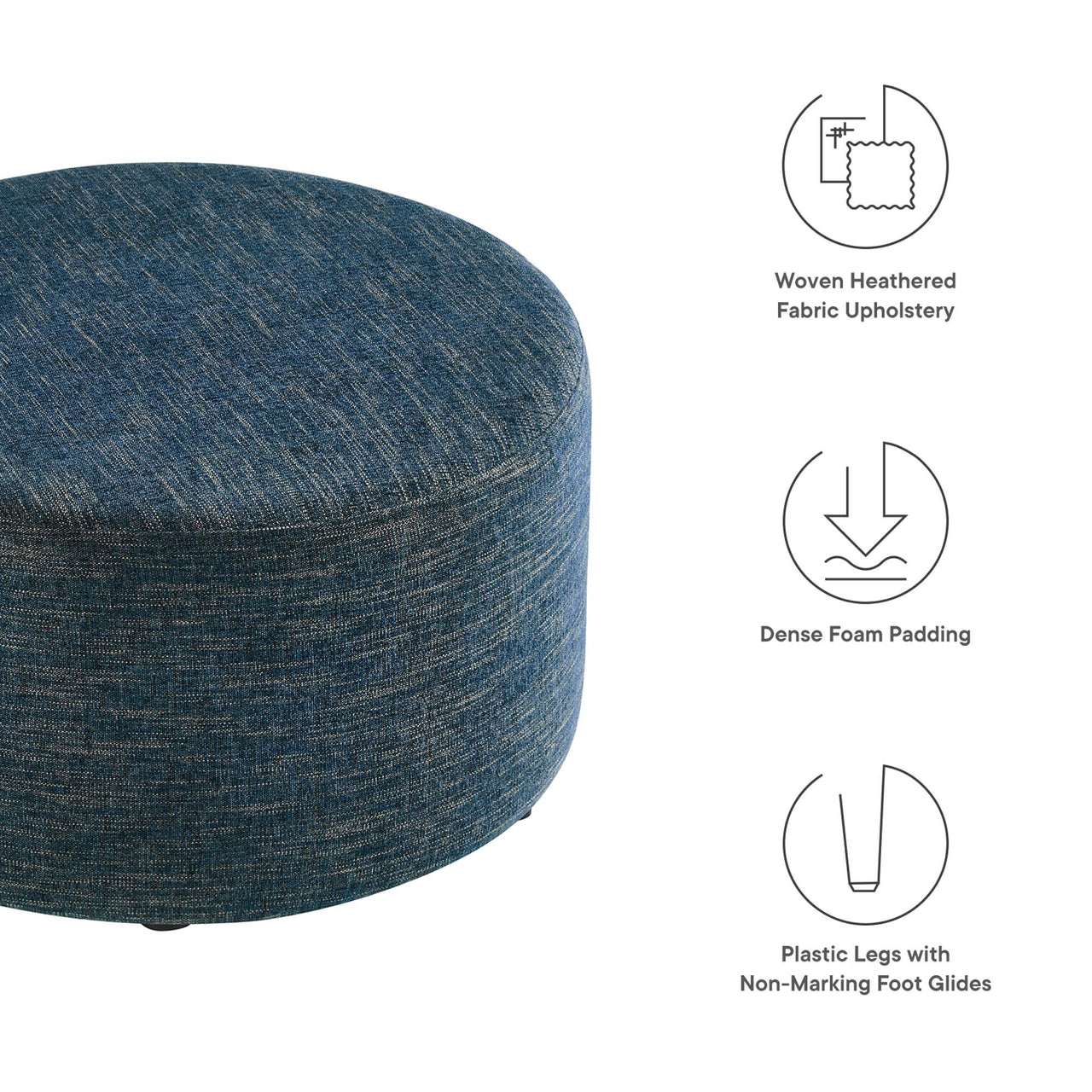 Calyx Round Pouf, Medium, Azure