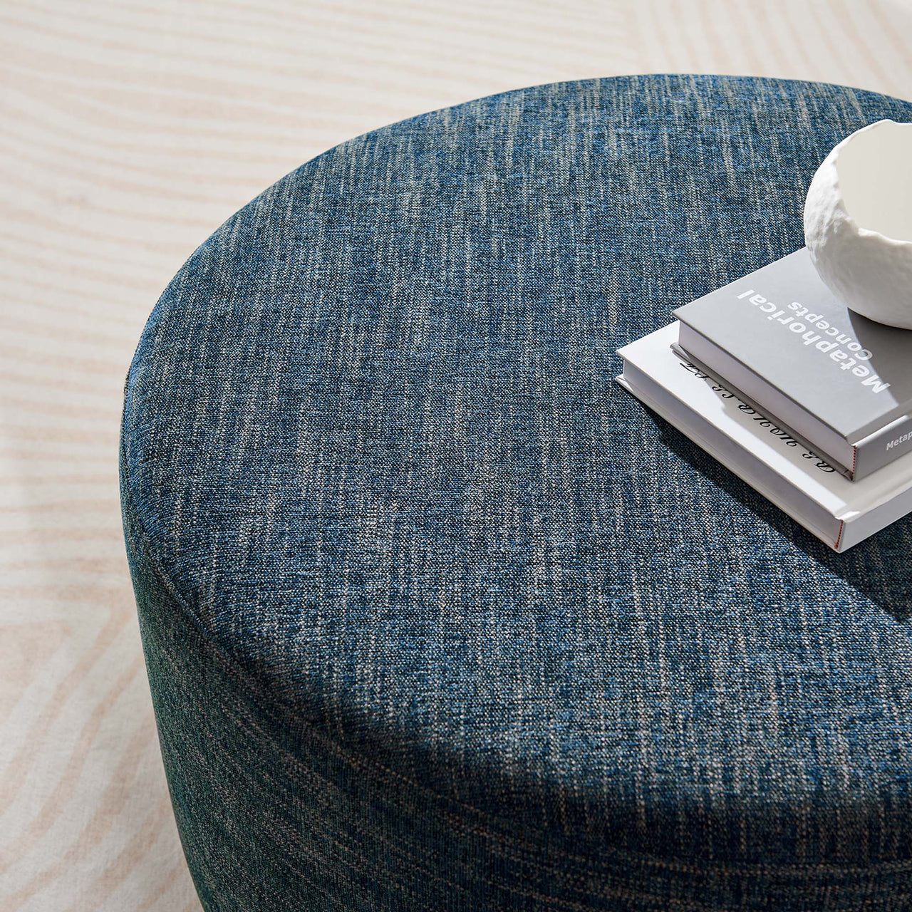 Calyx Round Pouf, Medium, Azure