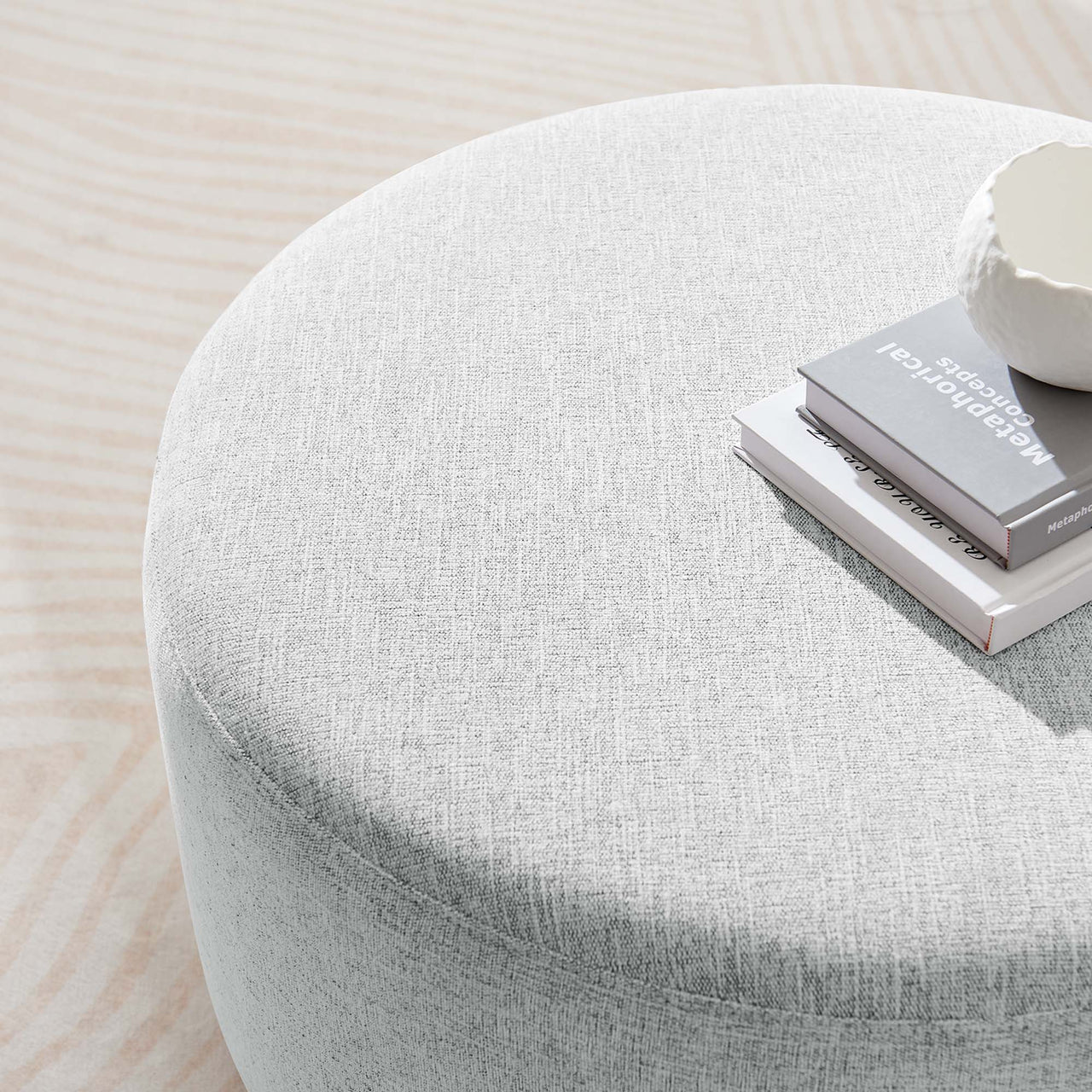 Calyx Round Pouf, Medium, Light Gray