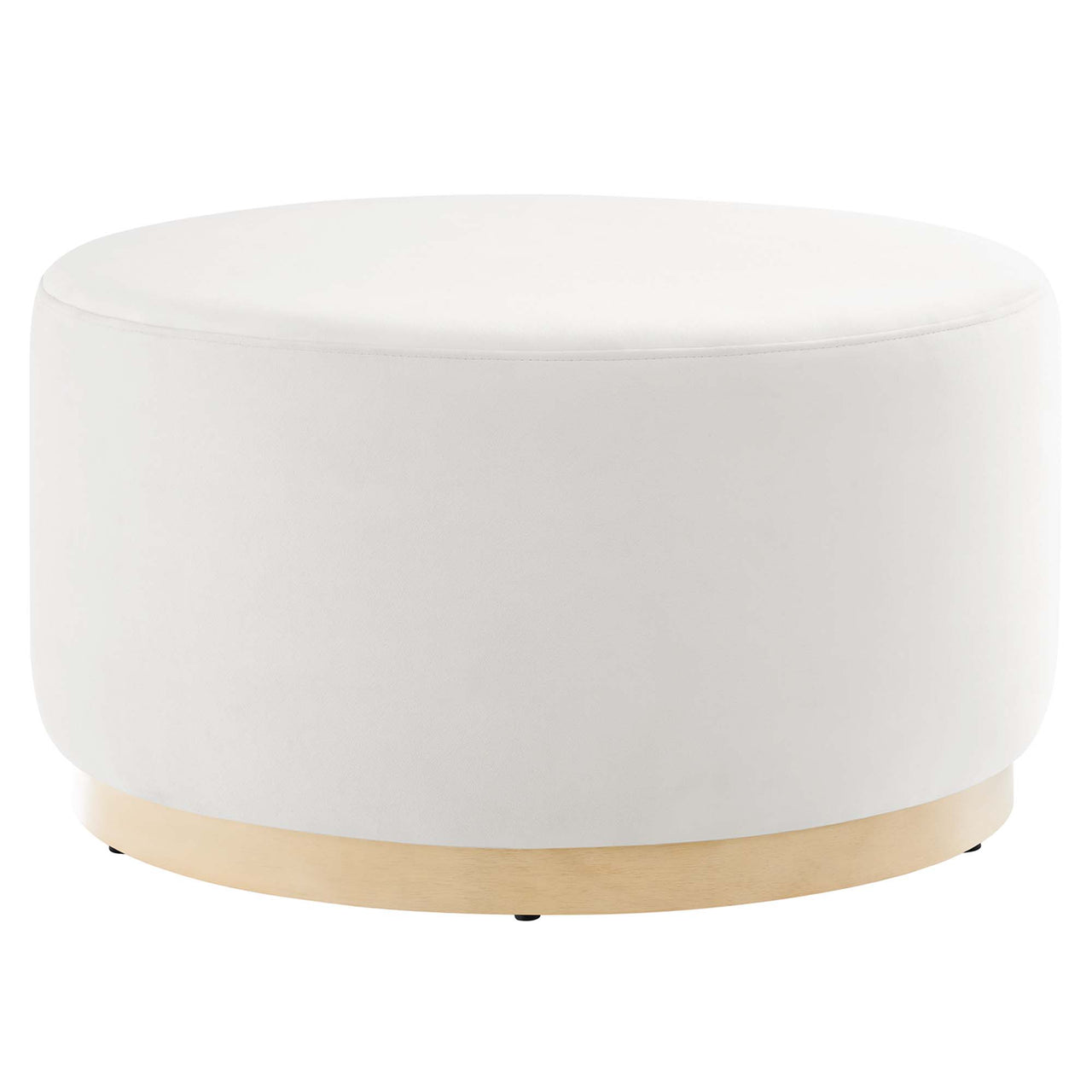 Ardena Round Velvet Ottoman, Medium, Chalk & Cream