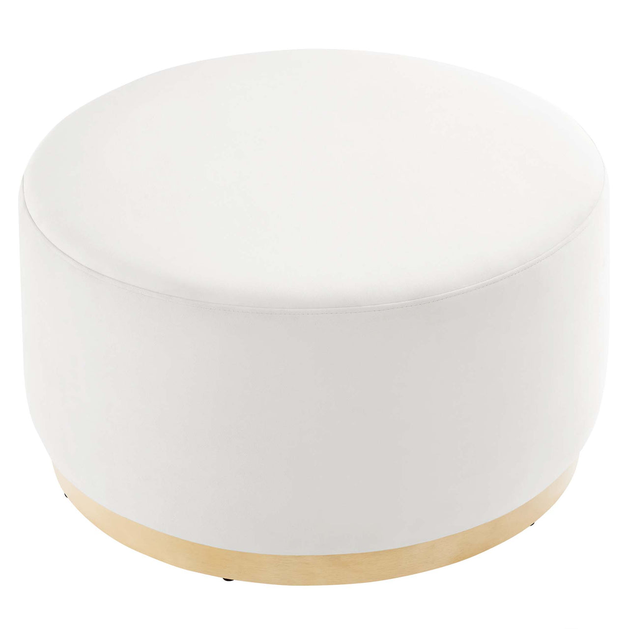 Ardena Round Velvet Ottoman, Medium, Chalk & Cream