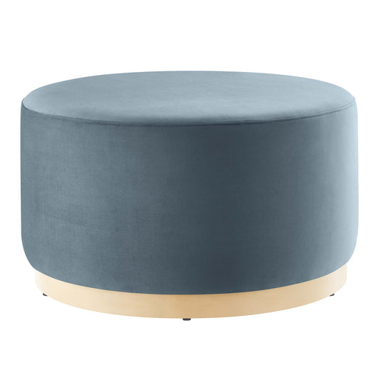 Ardena Round Velvet Ottoman, Medium, Slate & Cream