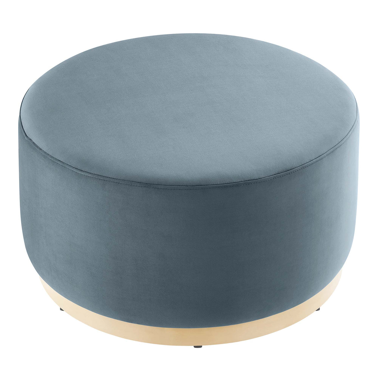 Ardena Round Velvet Ottoman, Medium, Slate & Cream