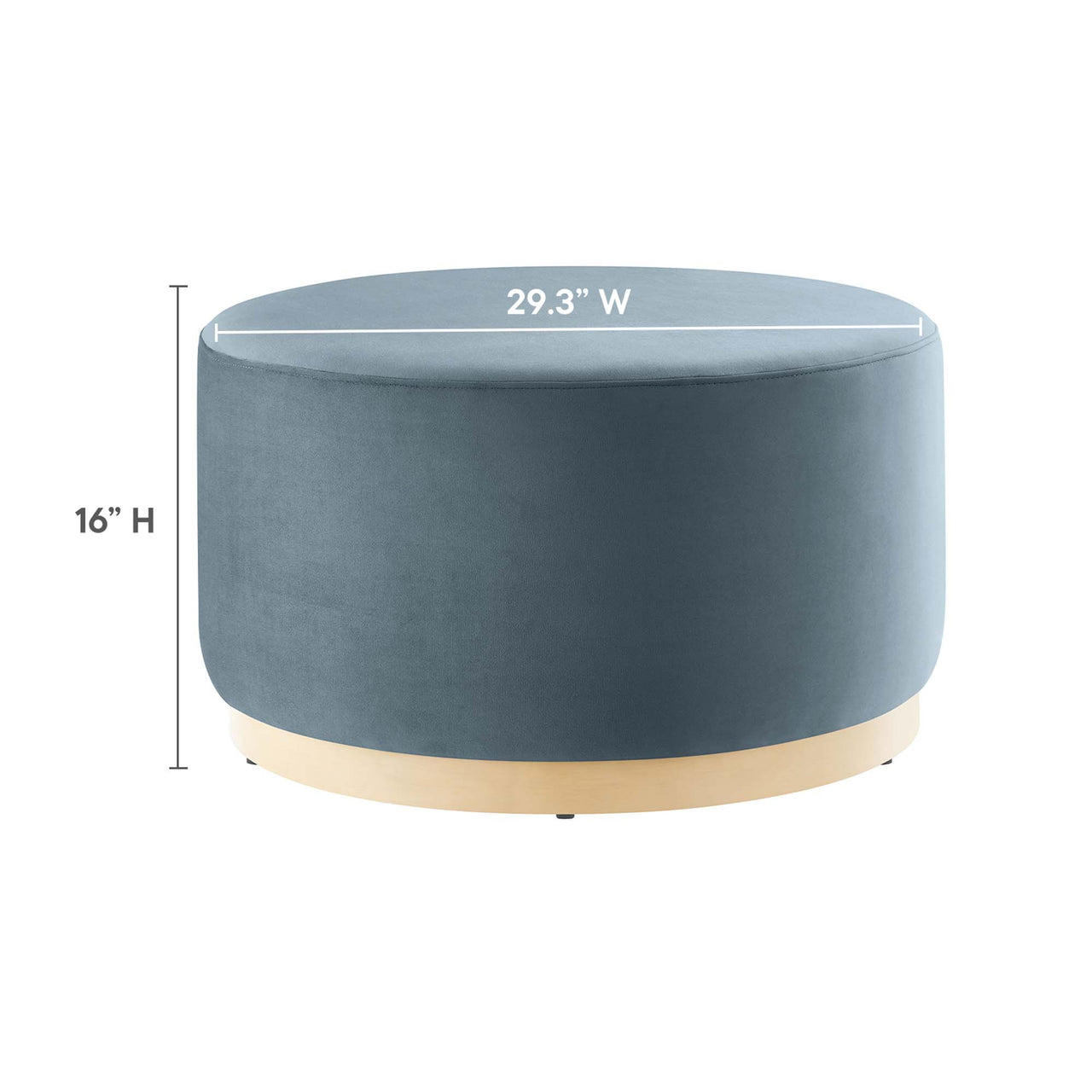 Ardena Round Velvet Ottoman, Medium, Slate & Cream